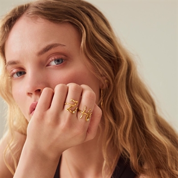 Maanesten - Buchstabenring aus Vergoldet Silber - H